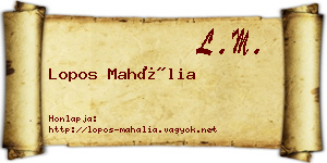 Lopos Mahália névjegykártya